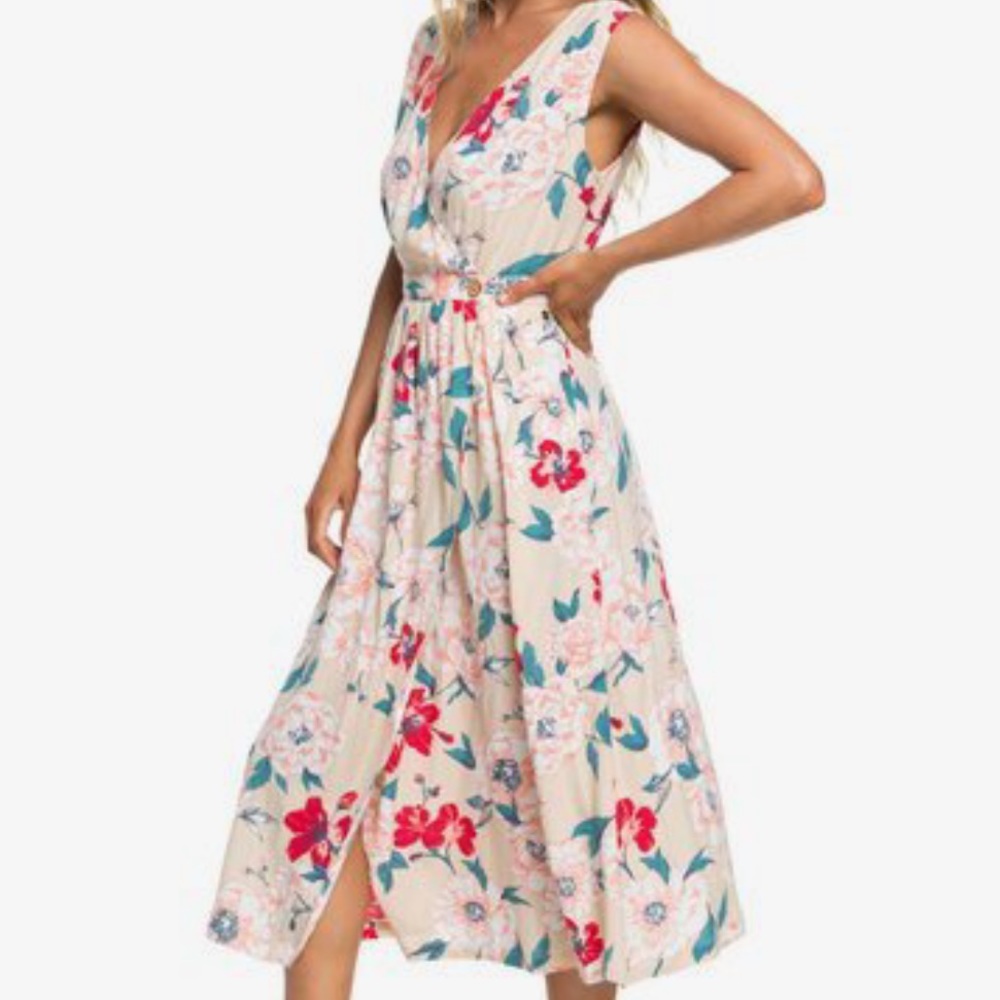 ‘In the mood for dance’ Roxy wrap front midi dress size M